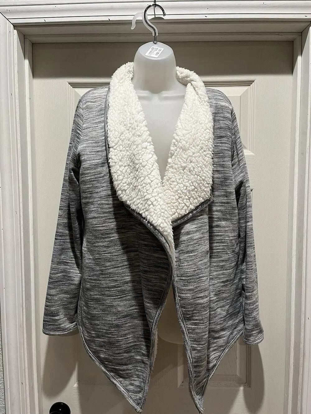 Green Tea gray heather fly away Sherpa style fleece lined jacket Size XL
